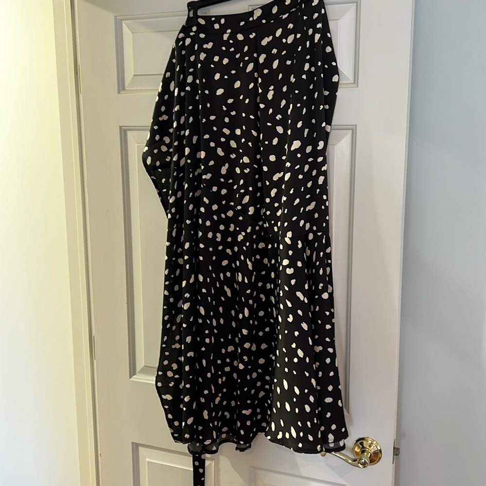 Petal & Pup Black Midi Skirt with White Spot Print